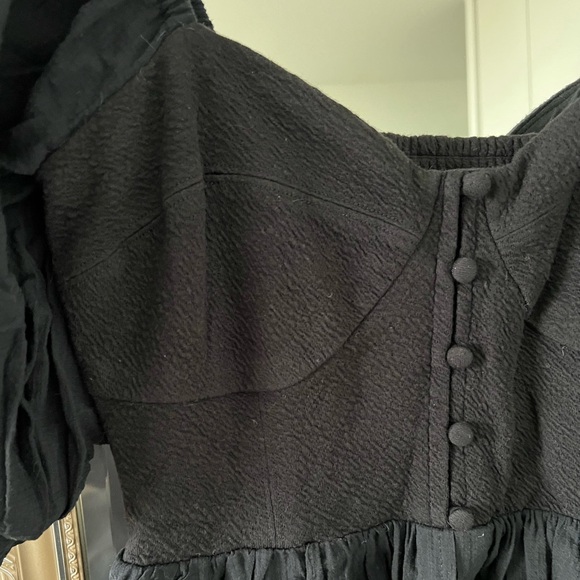 NWT - Anthropologie Black Puffy Sleeve Baby Doll Mini Dress - Size Small - Picture 6 of 8